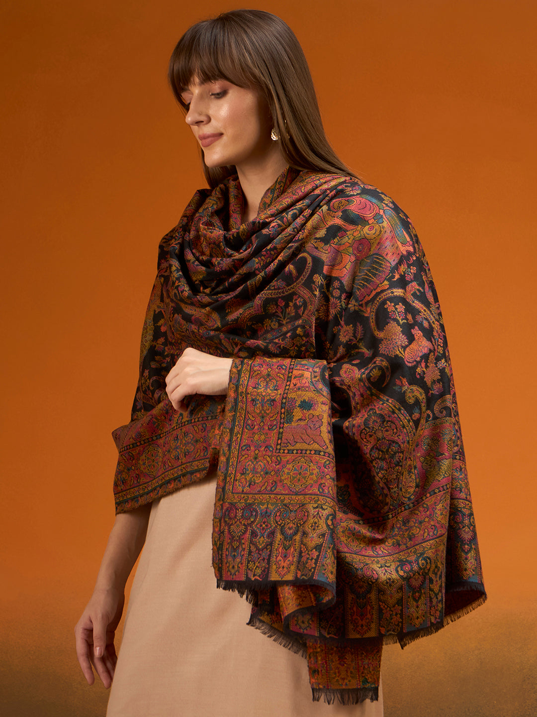 Women Royal gulistan Kaani Wool Blend Kashmiri Shawl