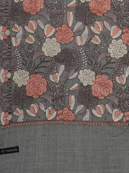 Women's Bahaar 100% Pure Wool  Aari Embroidered Shawl (Size : 101X203 CM)