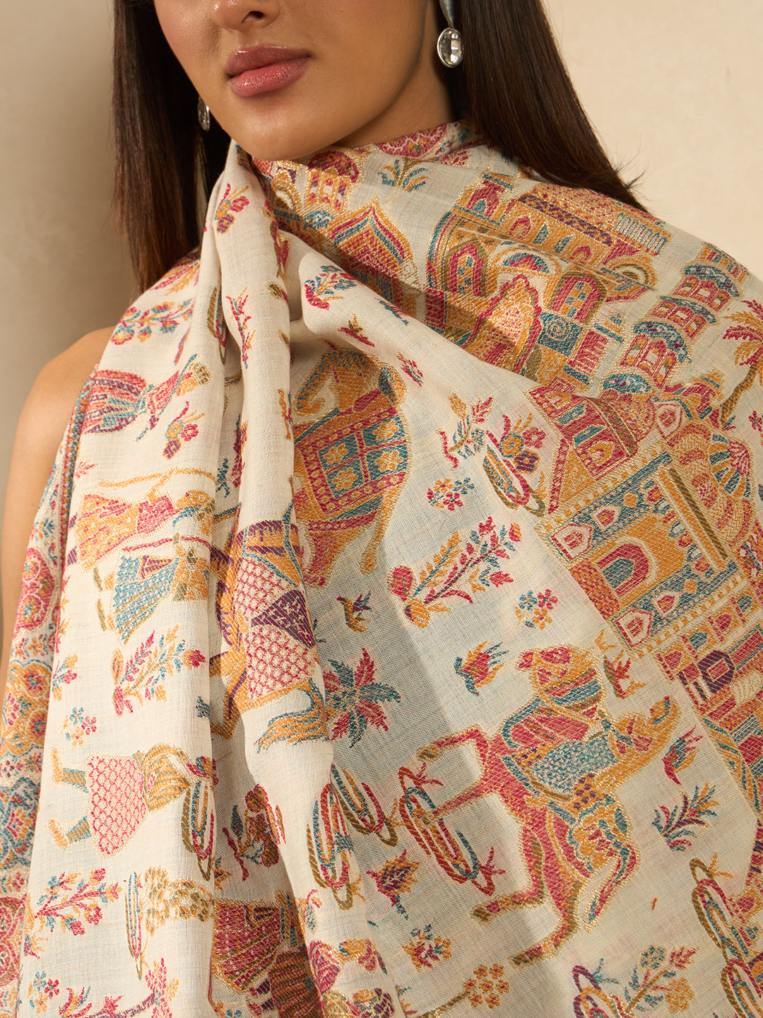 Women Gulrukh Zari Reversible Kaani Fine Wool Shawl