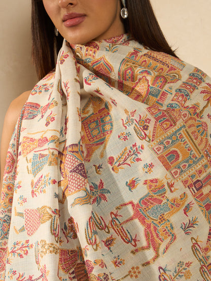 Women Gulrukh Zari Reversible Kaani Fine Wool Shawl