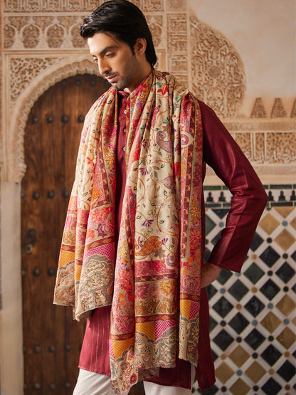 Pashmoda Men Kalamkari Embroidered Shawl (Size 101x203 Cm)