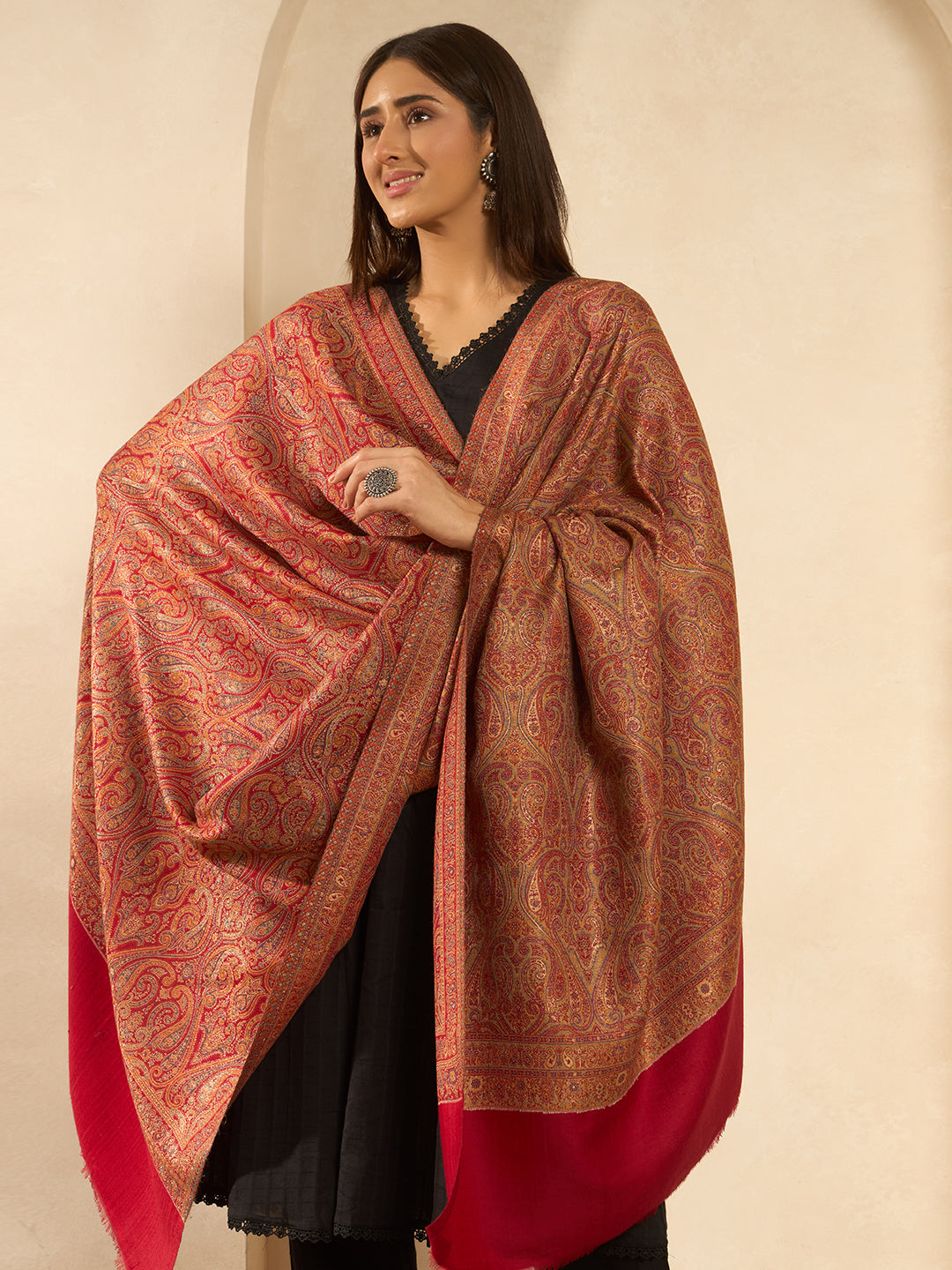 Women Regalis Zari Reversible Kaani Fine Wool Shawl