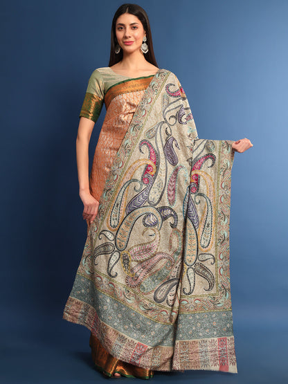 Women Fiza Kalamkari Embroidered Shawl (Size: 115x230 CM)