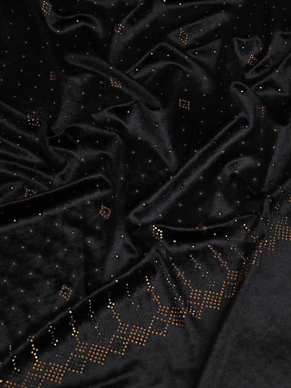 Womenƒ??s Makhamli Velvet Crystal Embellished Stole (Size 71X203 cms )