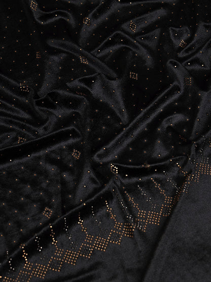 Womenƒ??s Makhamli Velvet Crystal Embellished Stole (Size 71X203 cms )