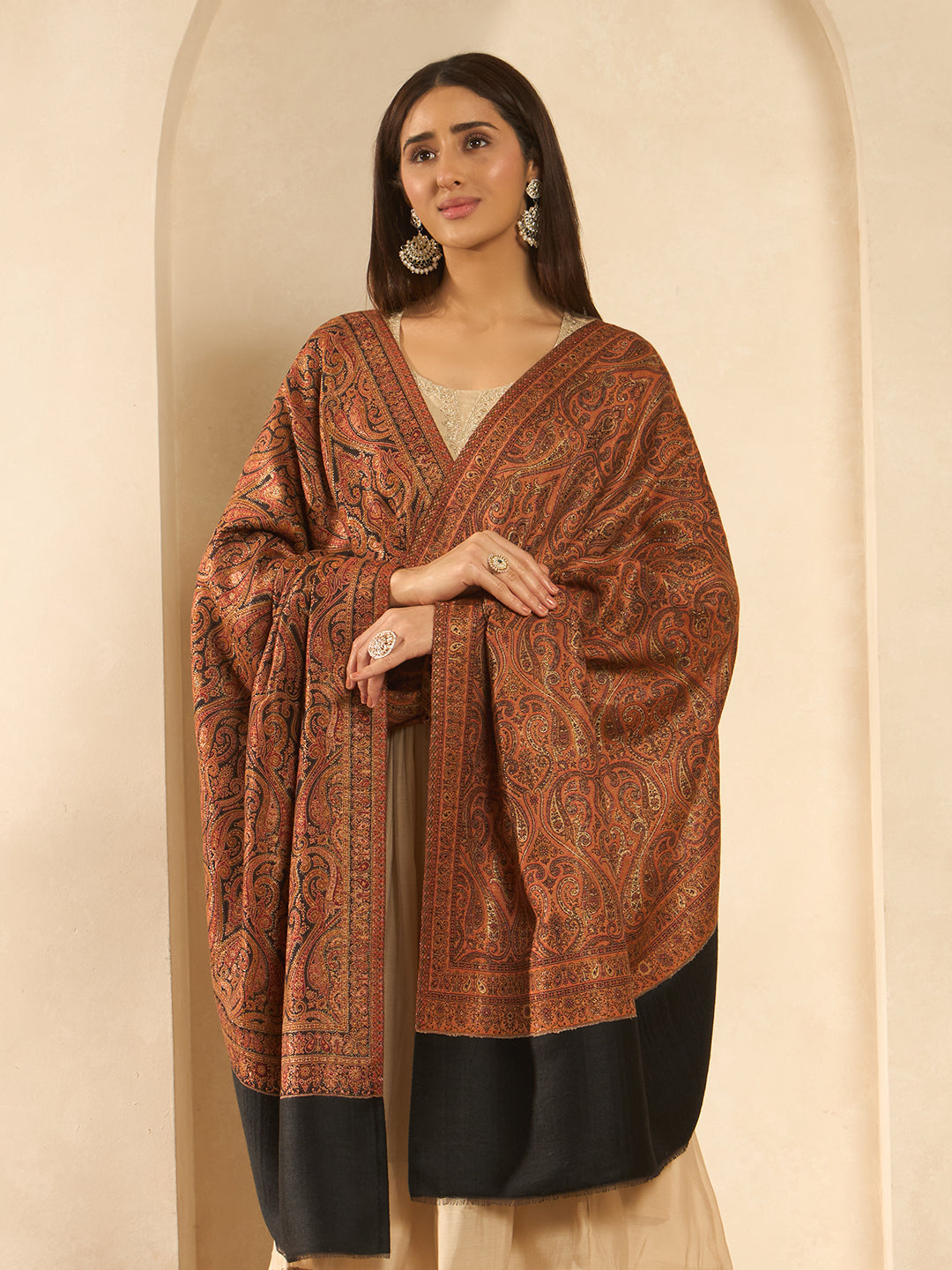 Women Regalis Zari Reversible Kaani Fine Wool Shawl