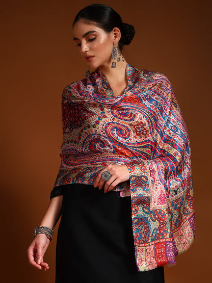 Pashmoda Women Royal Embers Fine Soft Bamboo Fibre Stole (Size: 71x203 CM)