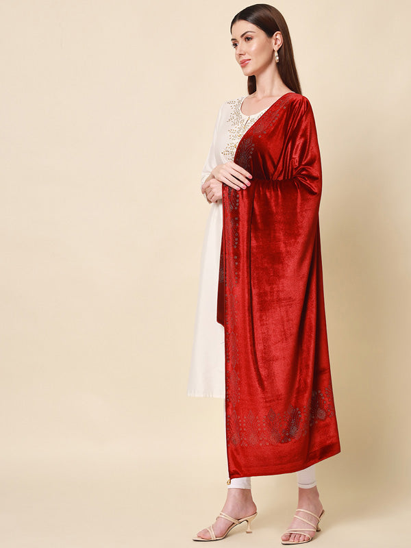 Women's Zehreen Velvet Crystal Shawl (Size 101X203 cms )