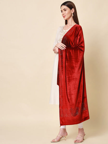 Women's Zehreen Velvet Crystal Shawl (Size 101X203 cms )