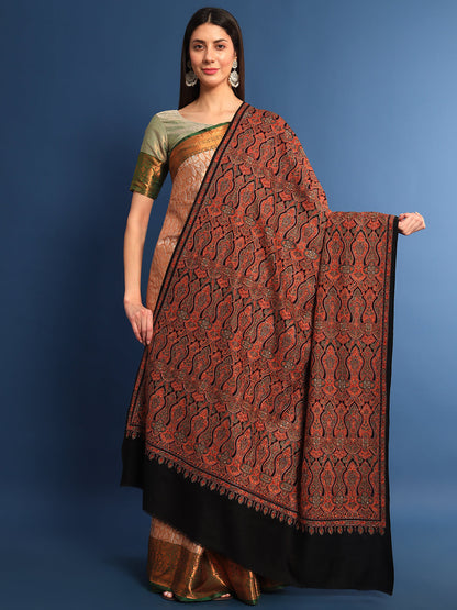Pashmoda Womenƒ??s Gulsheren  100% Fine Wool Sozni Hand Embroidered Shawl (Size: 101x203 Cm)
