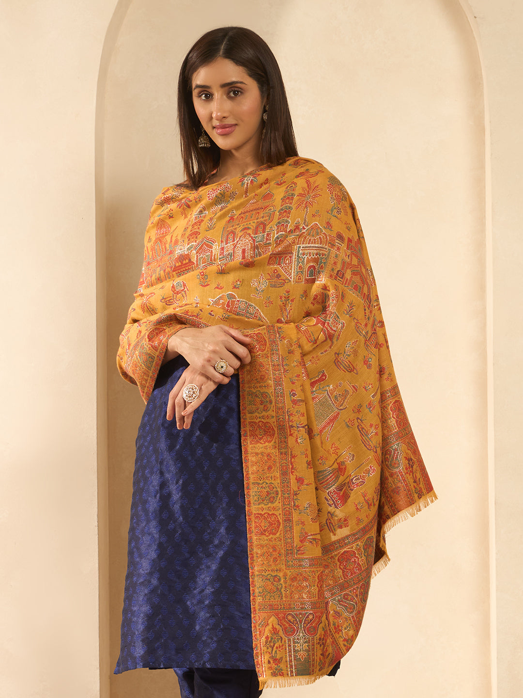 Women Gulrukh Zari Reversible Kaani Fine Wool Shawl