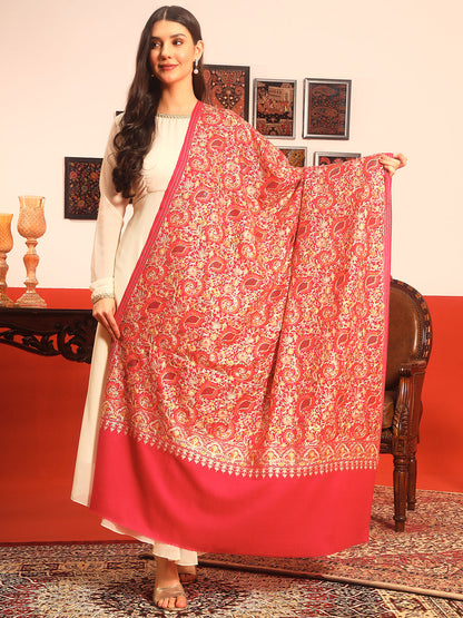 Pashmoda Women Ruhani Fine Wool Nalki Hand Embroidered Shawl (Size: 101x203 Cm)