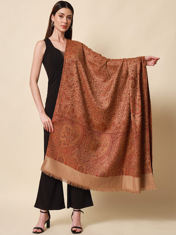 Women's Zarif-e-Kashmir Wool Blend Jamawar Shawl (Size: 101X203 CM)