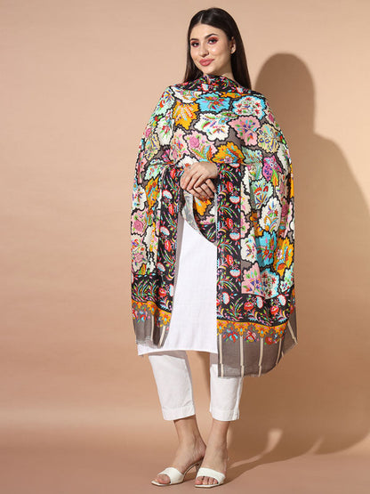 Women's Chaman Multicoloured Printed Stole (Size : 71X203 CM)
