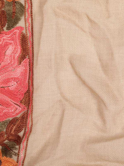 Women's Gulzaar 100% Pure Wool Aari Embroidered Kashmiri Stole (Size 71x203 cm)