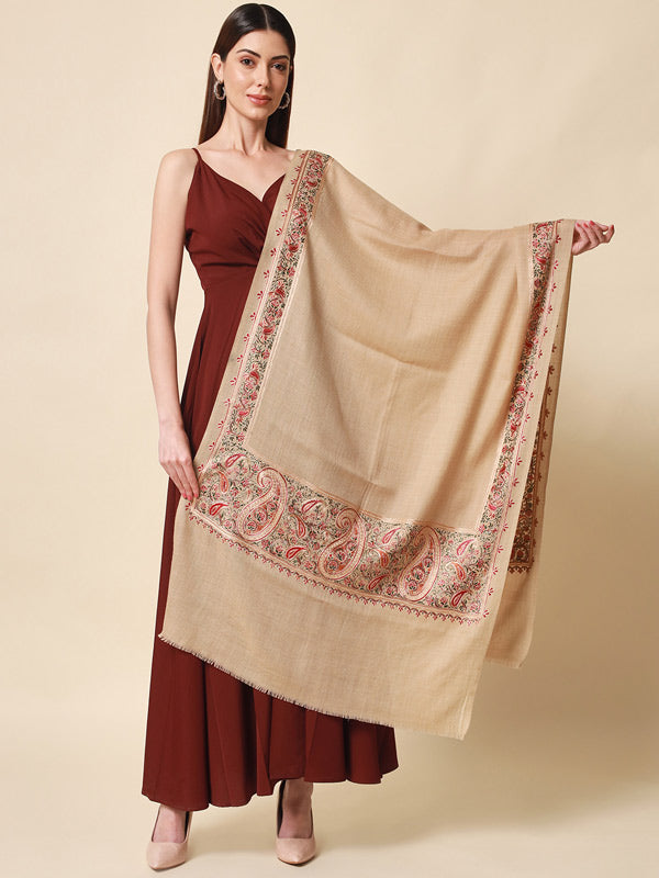 Women's Shahkaar 100% Pure Wool Nalki Embroidered Stole (Size 71x203 CM)