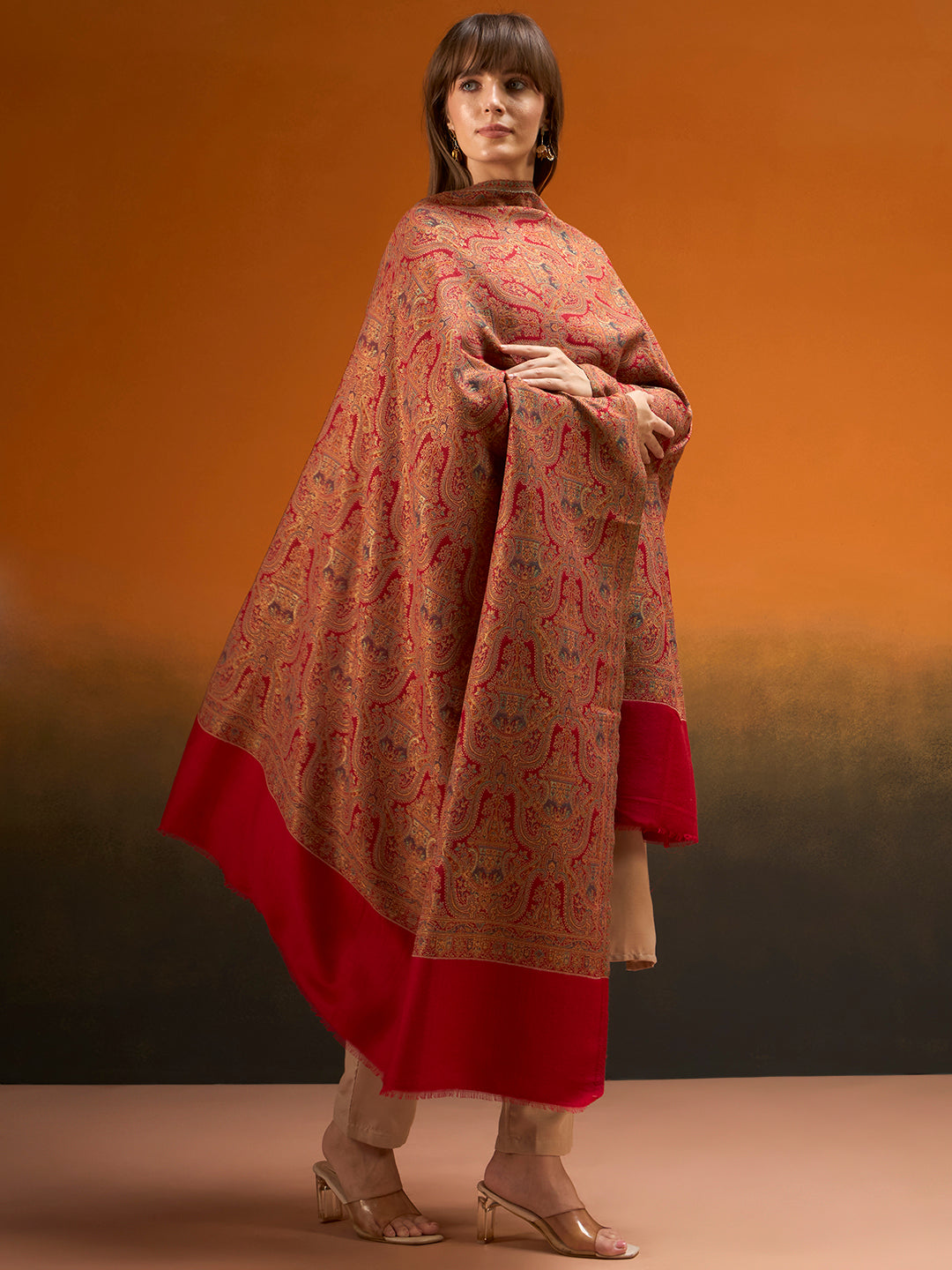 Women Gulnaar Royale Zari Reversible Kaani Fine Wool Shawl