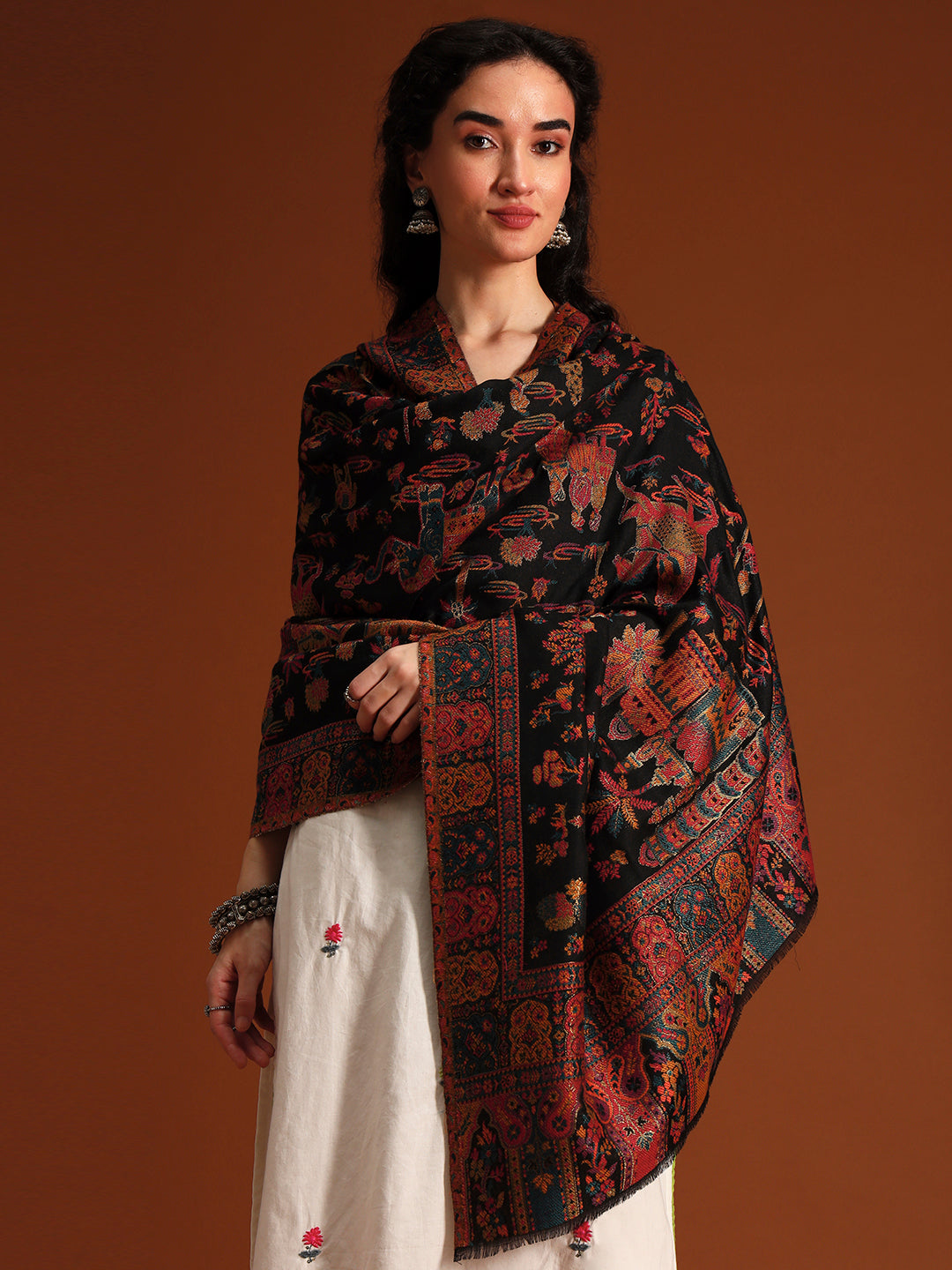 Women Gulrukh Zari Reversible Kaani Fine Wool Shawl