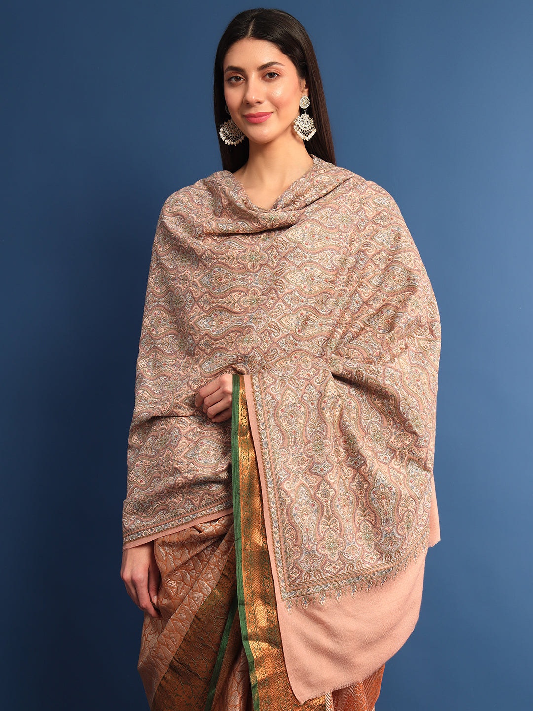 Pashmoda Womenƒ??s Gulsheren 100% Fine Wool Sozni Hand Embroidered Shawl (Size: 101x203 Cm)