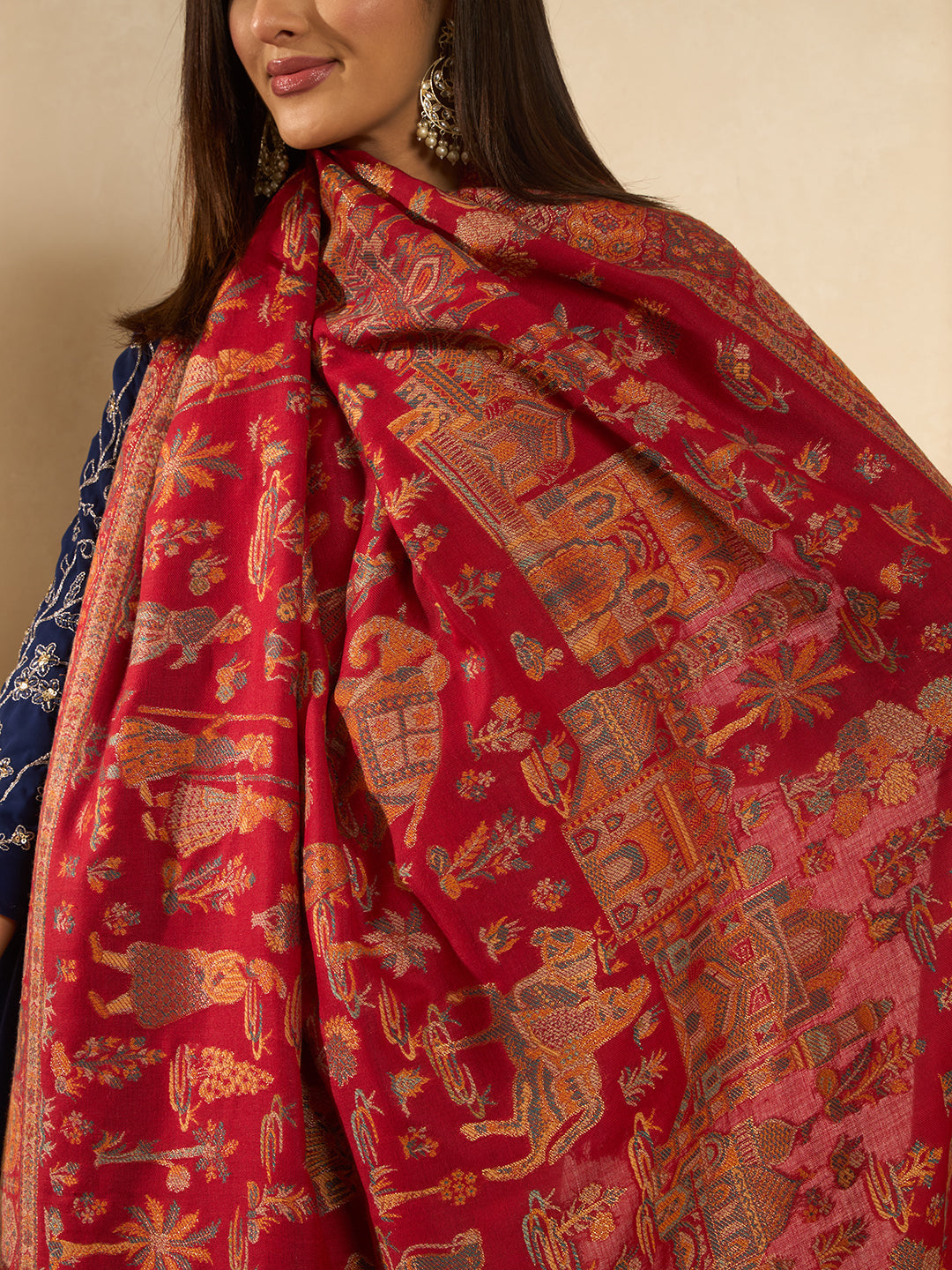 Women Gulrukh Zari Reversible Kaani Fine Wool Shawl
