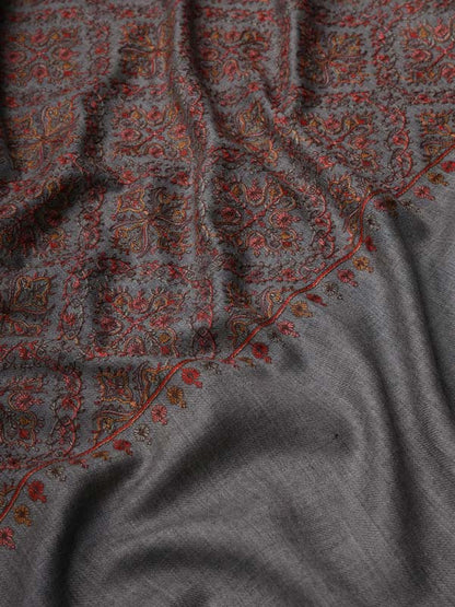 Women Surmai 100% Pure Wool Embroidered Shawl (Size 101X203 CM)