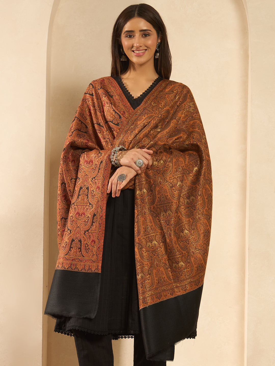 Women Gulnaar Royale Zari Reversible Kaani Fine Wool Shawl