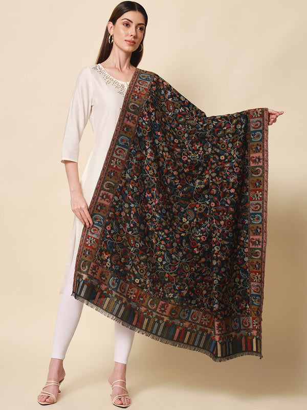 Women's Bahaar Kaani Wool Blend Kashmiri Shawl (Size 101X203 CM)