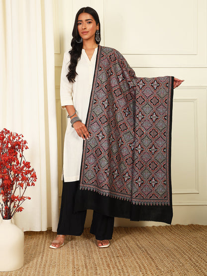 Pashmoda Womenƒ??s Zaira 100% Fine Wool Sozni Hand Embroidered Shawl (Size: 101x203 Cm)