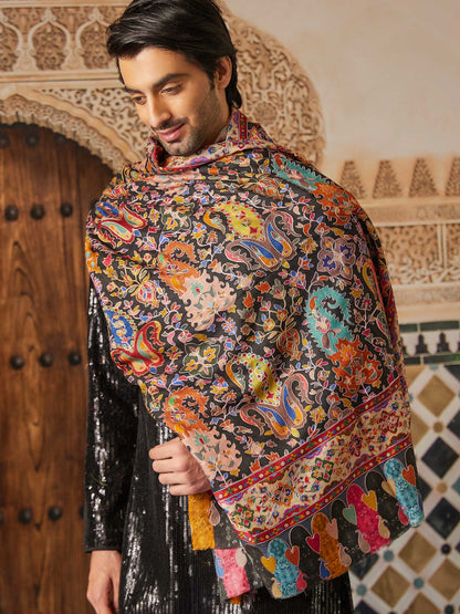 Pashmoda Men Kalamkari Embroidered Shawl (Size  101x203 Cm)