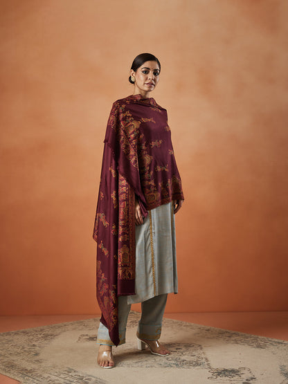 Pashmoda Women Pari mahal Kaani Stole Size:( 71X203 CM)