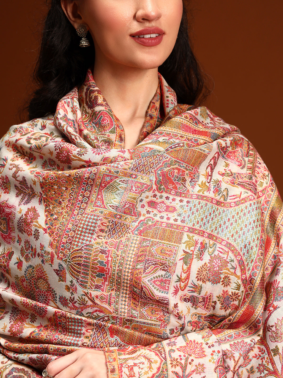 Women Shahi Manzar Kaani Wool Blend Kashmiri Shawl