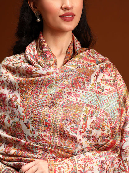 Women Shahi Manzar Kaani Wool Blend Kashmiri Shawl