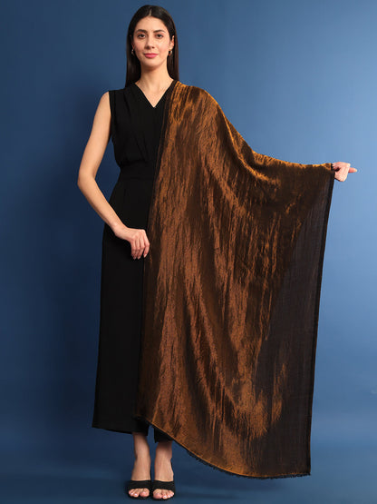 Pashmoda Womenƒ??s Zarish Reversible Zari Moonlight Fine Wool Stole (Size: 71x203 Cm)