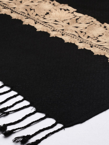 Women's Zarbaft Aari Embroidered Kashmiri Stole (Size: 71x203 cm)