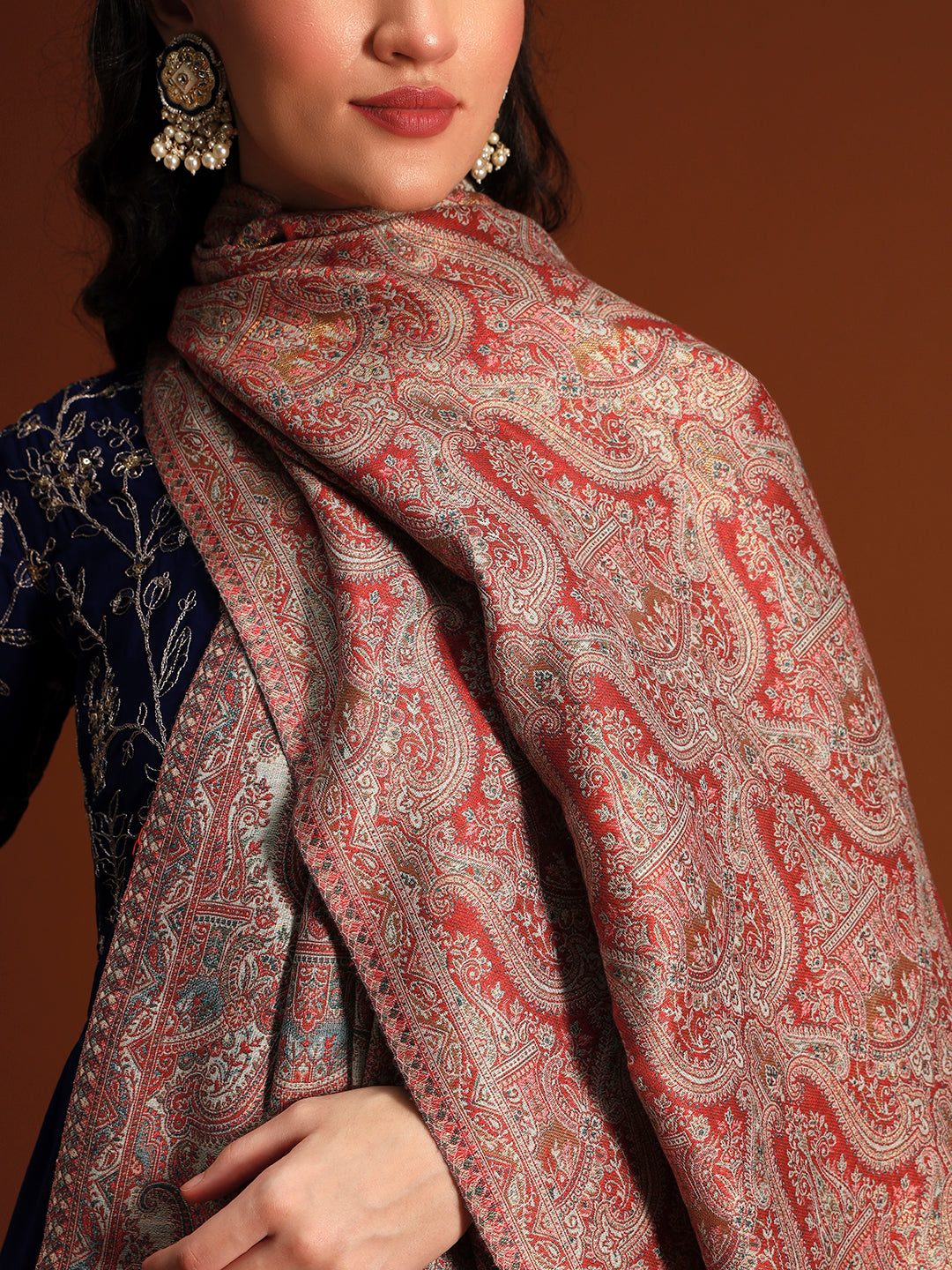 Women Gulnaar Royale Zari Reversible Kaani Fine Wool Shawl