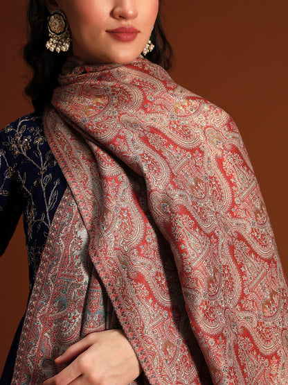 Women Gulnaar Royale Zari Reversible Kaani Fine Wool Shawl