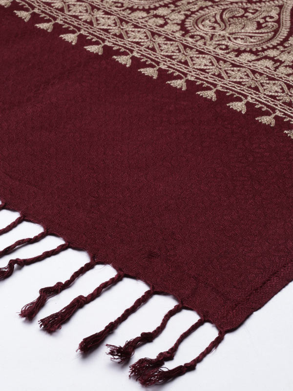 Menƒ??s Shalimaar Kashmiri Embroidery Stole ,Size 71X203 CM, Beige Color