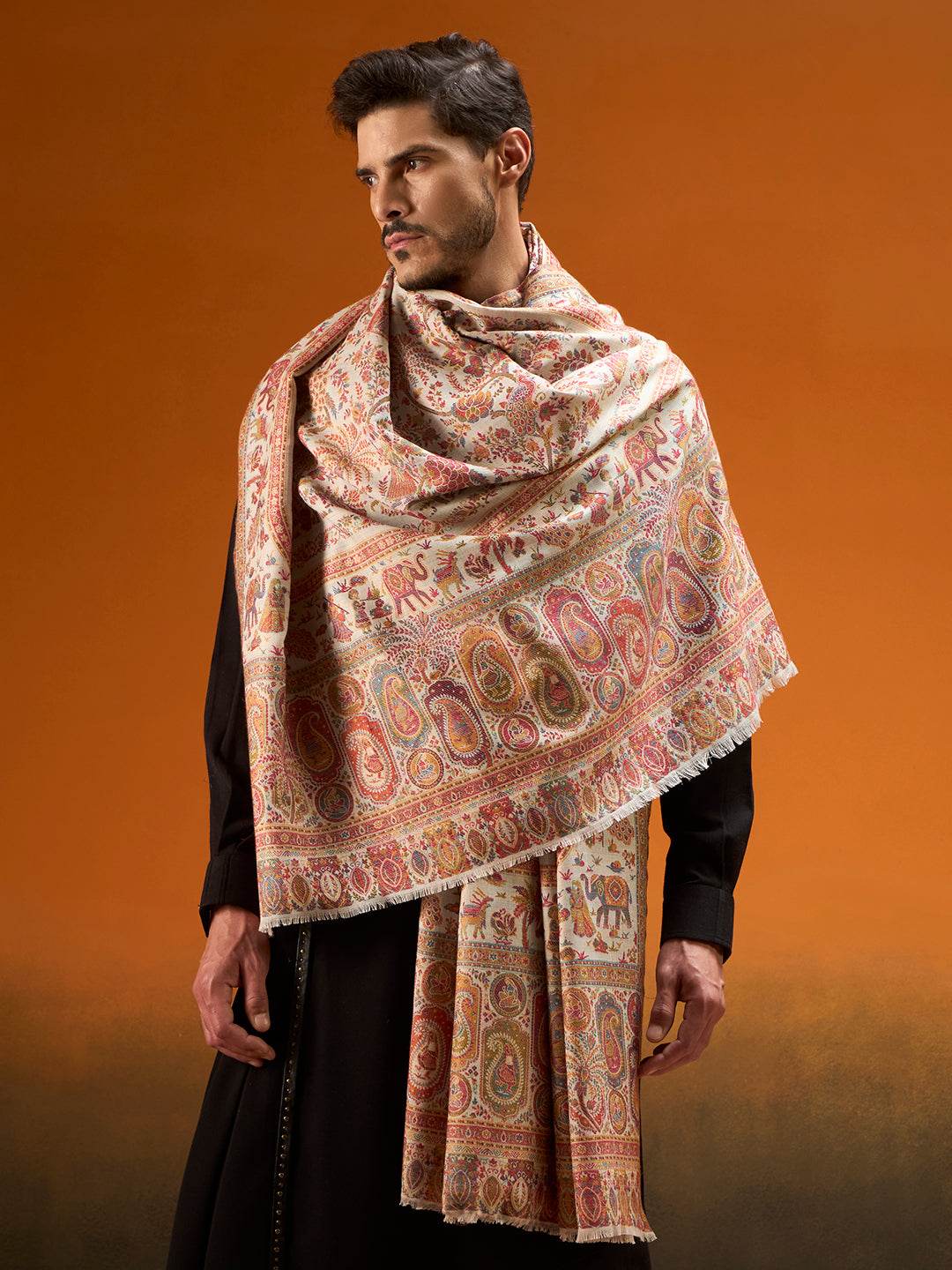 Men Kaani Orchard Fine Wool Kaani Shawl