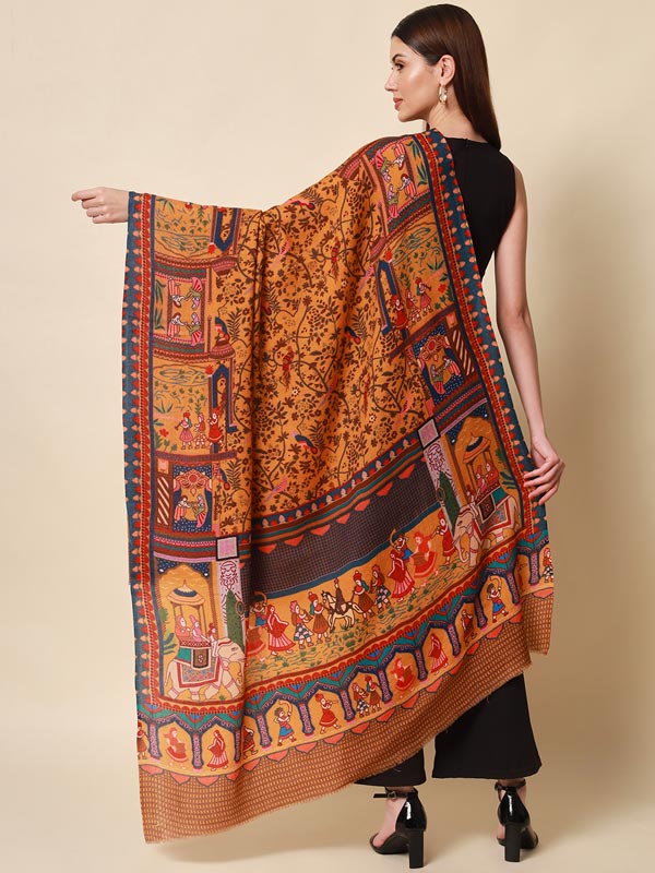 Women's Shahnaz 100% Pure Wool Printed Shawl (Size 101X203 CM)