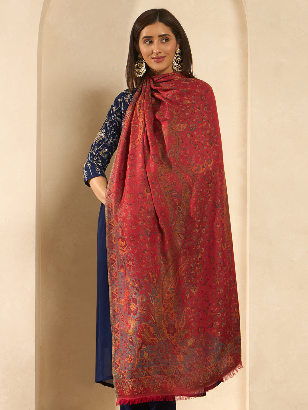 Women Floral Heritage Kaani Elegance Kashmiri Shawl