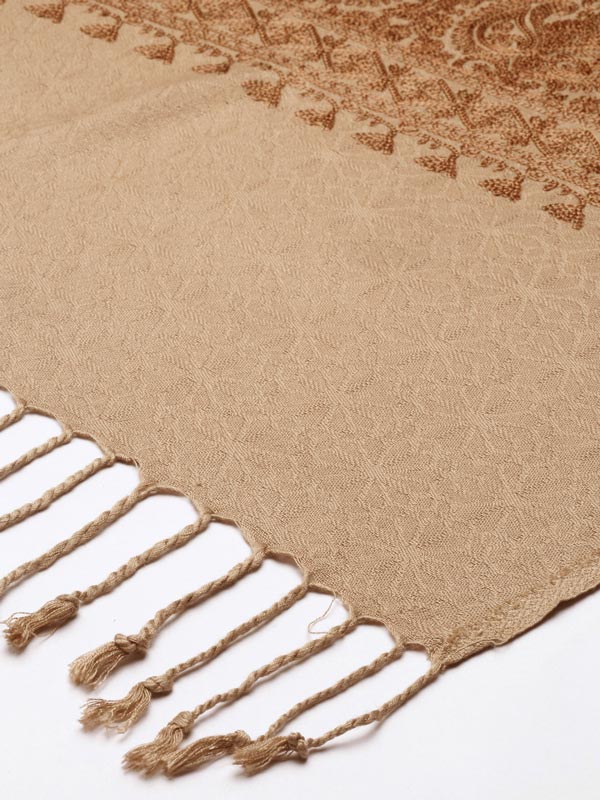 Menƒ??s Shalimaar Kashmiri Embroidery Stole ,Size 71X203 CM, Beige Color
