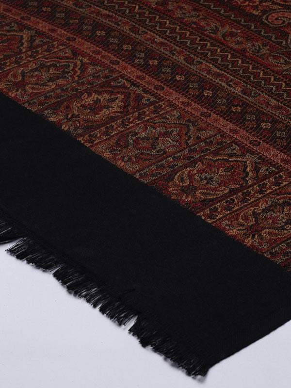 Men Jamawar Kashmiri Luxury Shawl, Size: 101x203 CM, Black Color