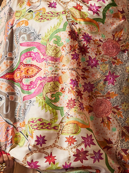 Women Aafreen Kalamkari Embroidered Shawl (Size:  101x203 CM)