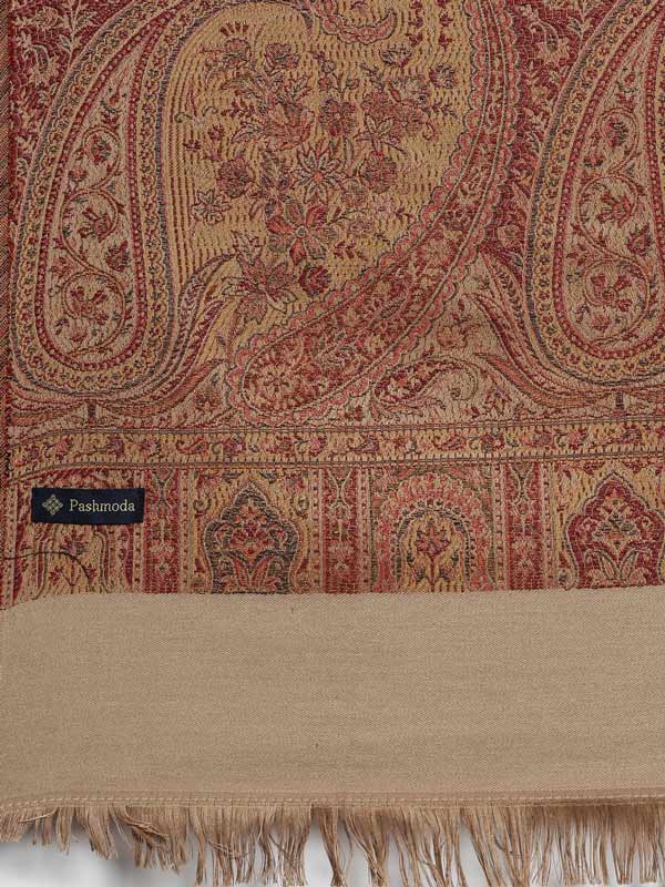 Men Zarif-e-Kashmir  Woven Design Shawl (SIZE: 101x203 CM, Brown Color)