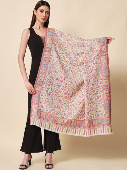 Women's Bahaar Kaani Wool Blend Kashmiri Shawl (Size 101X203 CM)