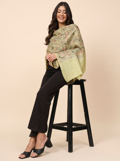 Women Gilkaari 100% Pure Wool Embroidered Shawl (Size 101X203 CM)