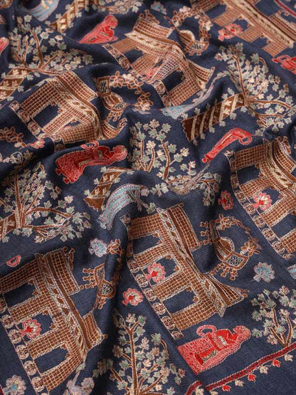 Women Dilkash 100% Pure Wool Embroidered Stole (Size 71X203 CM)