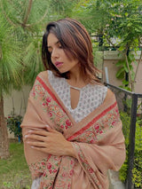 Women's Roohani 100% Pure Wool Nalki Embroidered Stole (Size 71x203 CM)