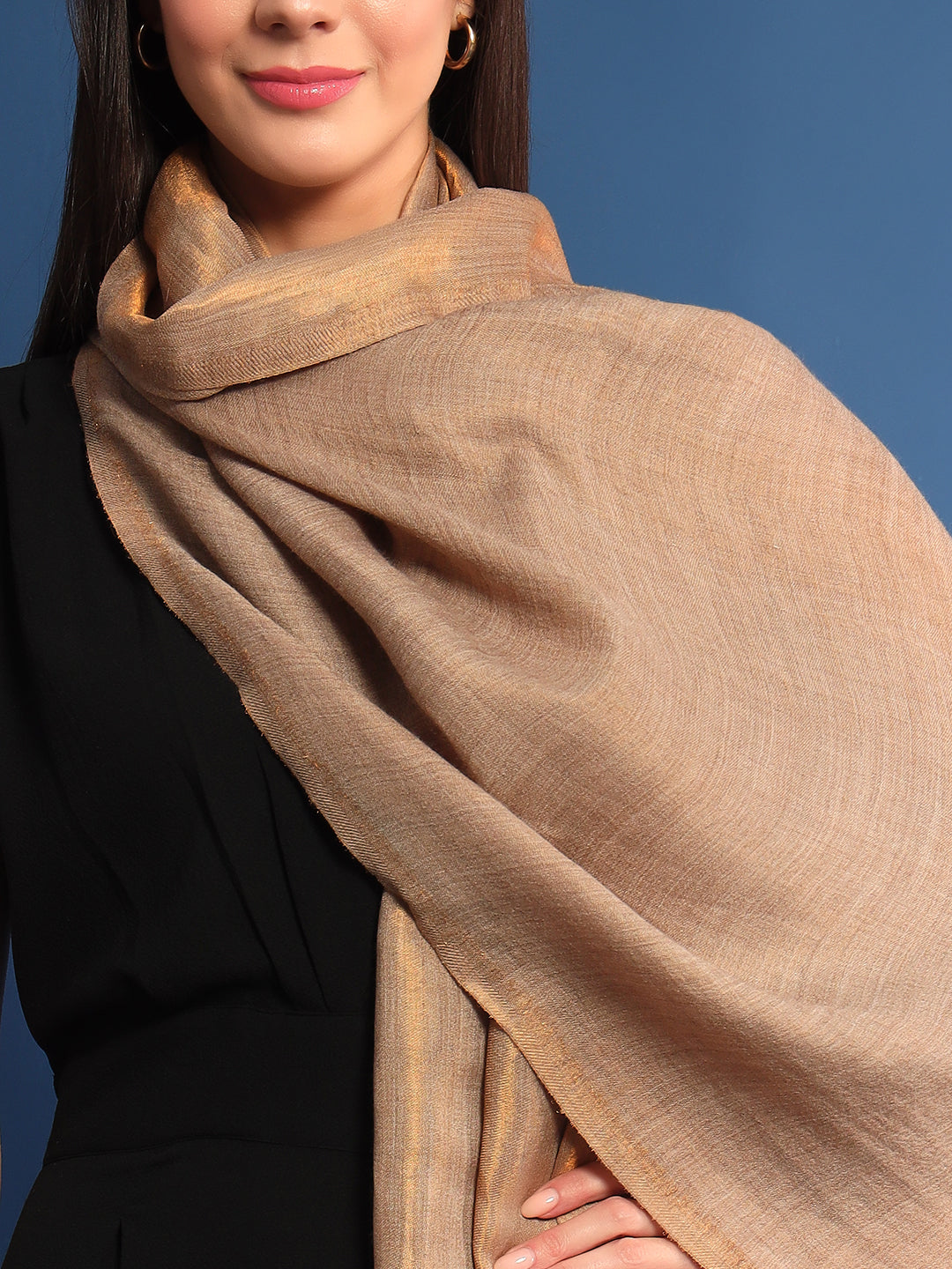 Pashmoda Womenƒ??s Zarish Reversible Zari Moonlight Fine Wool Stole (Size: 71x203 Cm)