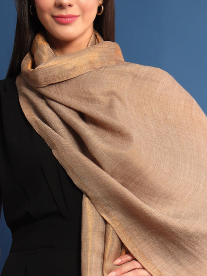 Pashmoda Womenƒ??s Zarish Reversible Zari Moonlight Fine Wool Stole (Size: 71x203 Cm)